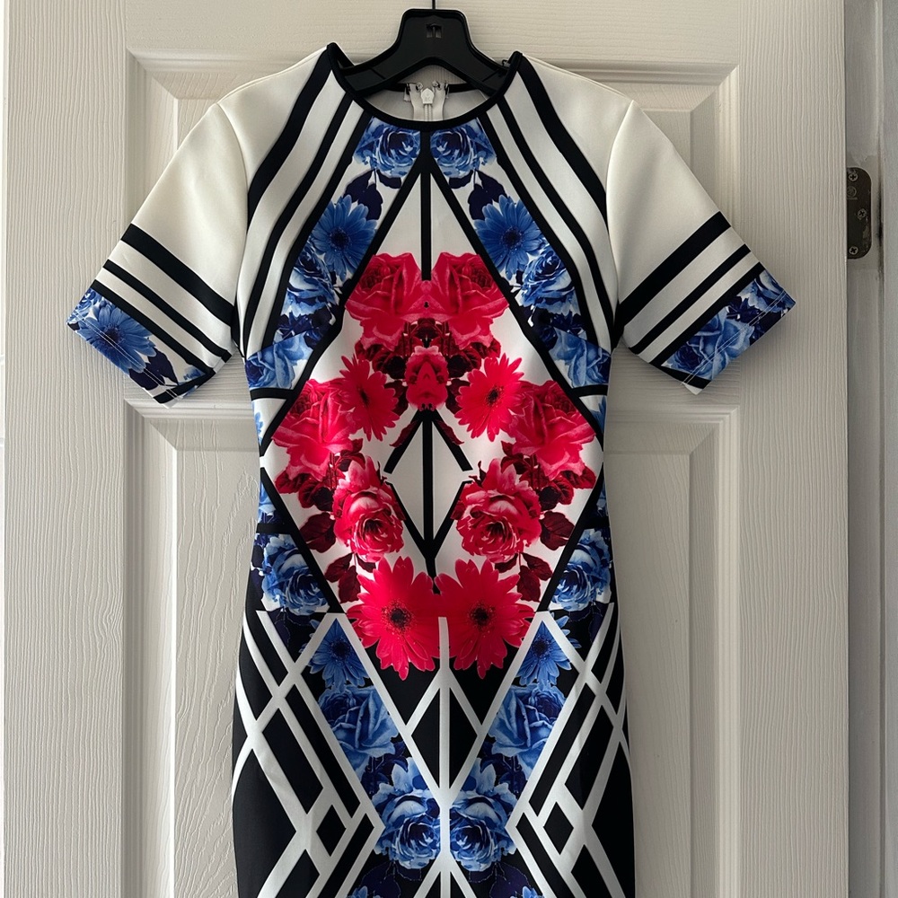 NWT white dress w/floral design